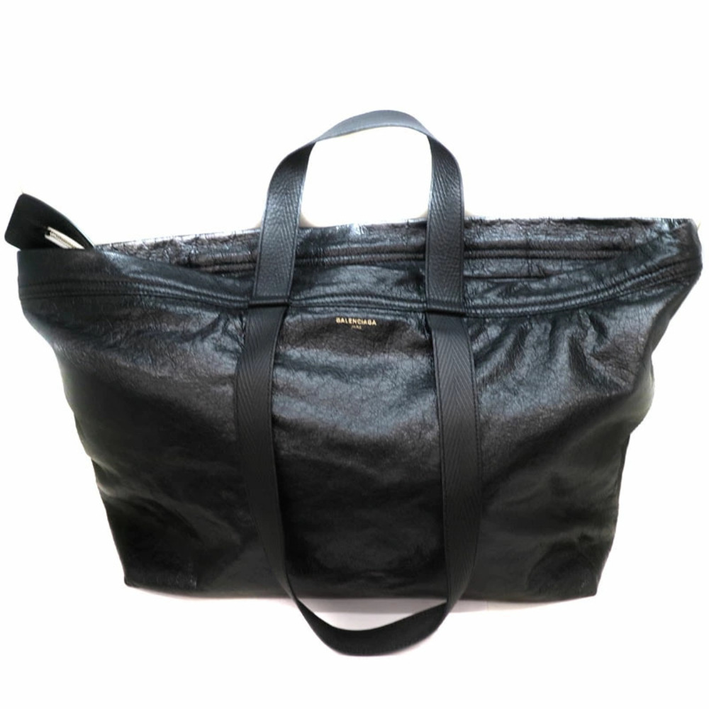 BALENCIAGA Carry Shopper Arena Bag Tote Handbag Leather Black - Picture 1 of 6